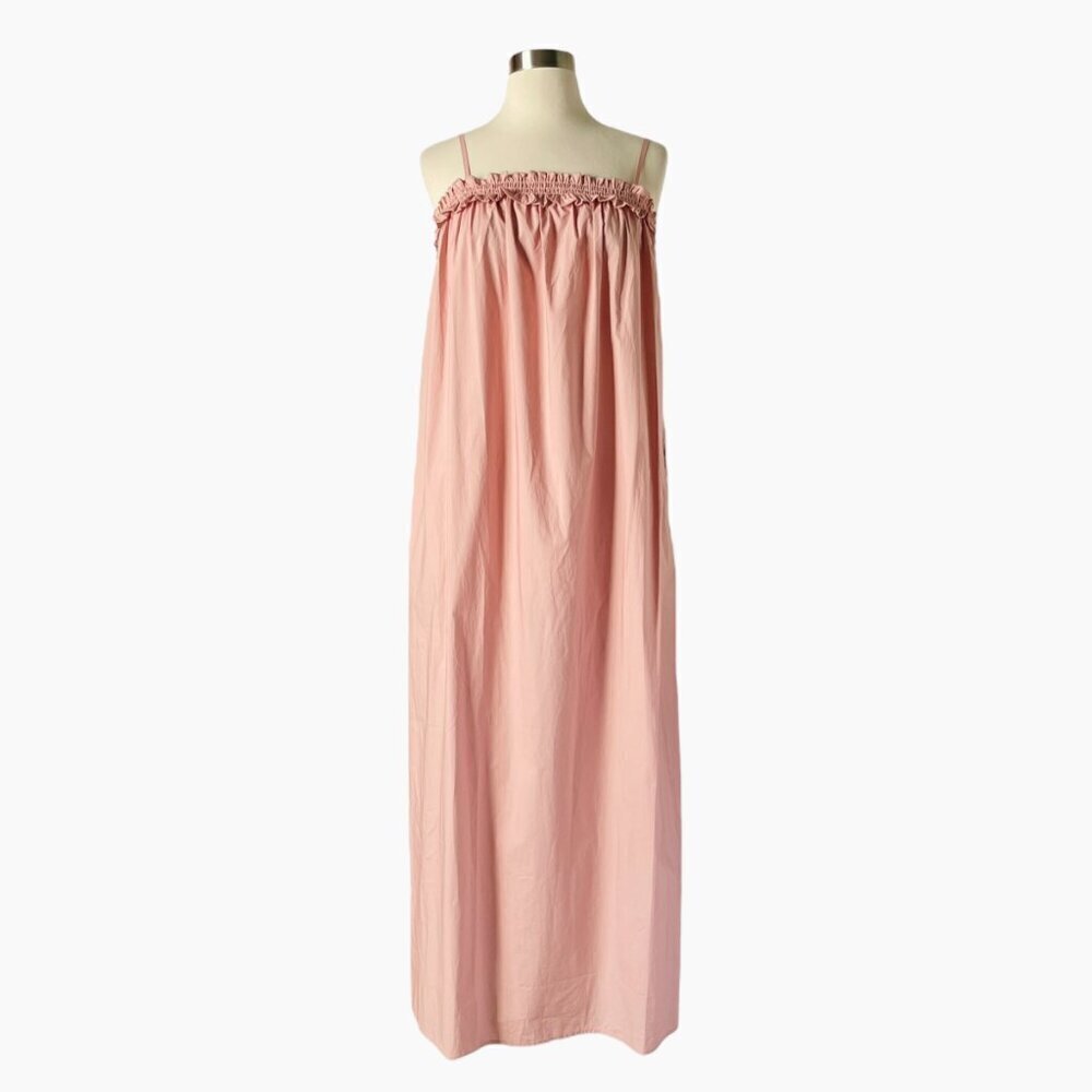 Bird & Knoll Ida Dress Pink Cotton Maxi XS Smocked Strappy Cotton Resort - Picture 8 of 8